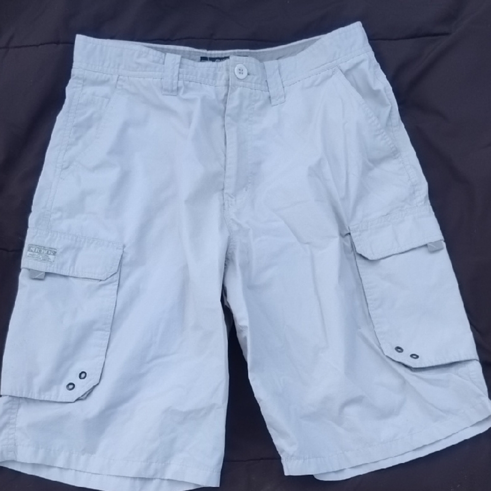 Micros Khaki Cargo Shorts Relaxed Fit Cotton Blend